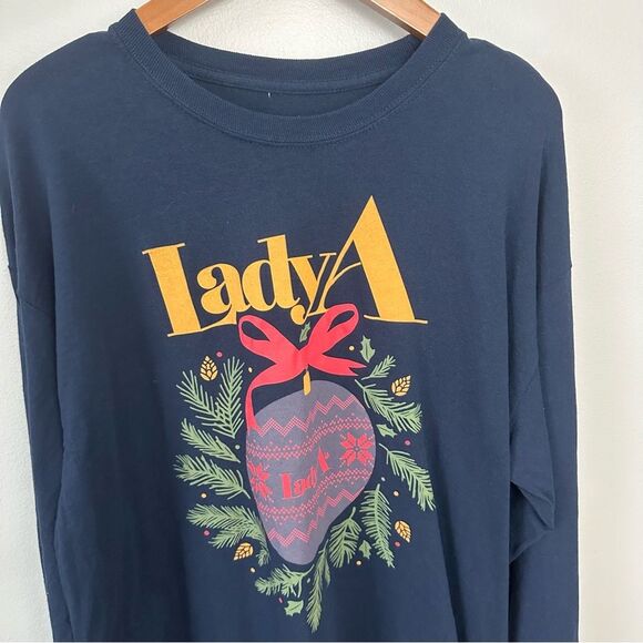 Lady A Navy Holiday Christmas Long Sleeve T-Shirt Size XL Country Band - Picture 10 of 14